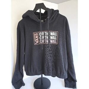 Vans "Off The Wall" Black Cropped‎ Hoodie Sweatshirt Men's XL
